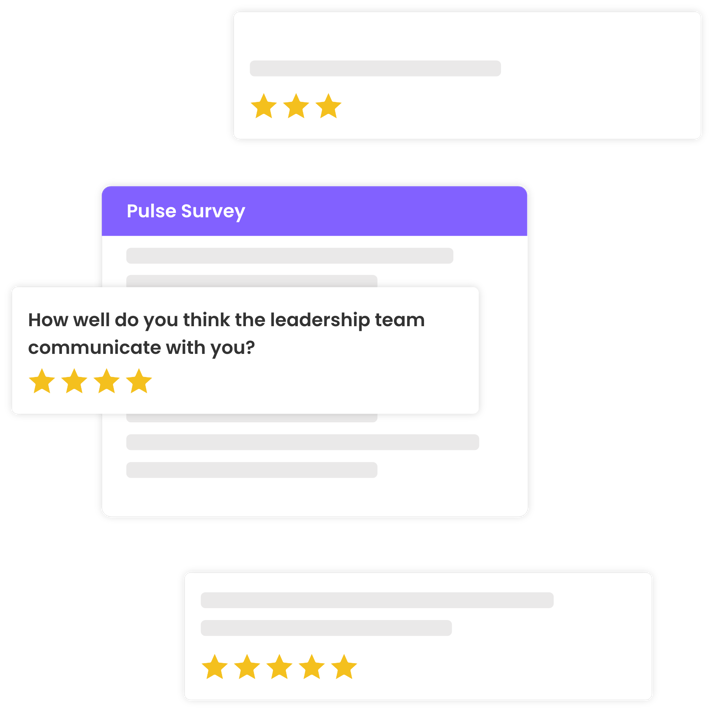An image showing a pulse survey asking the question 'How well do you think the leadership team communicate with you?'
