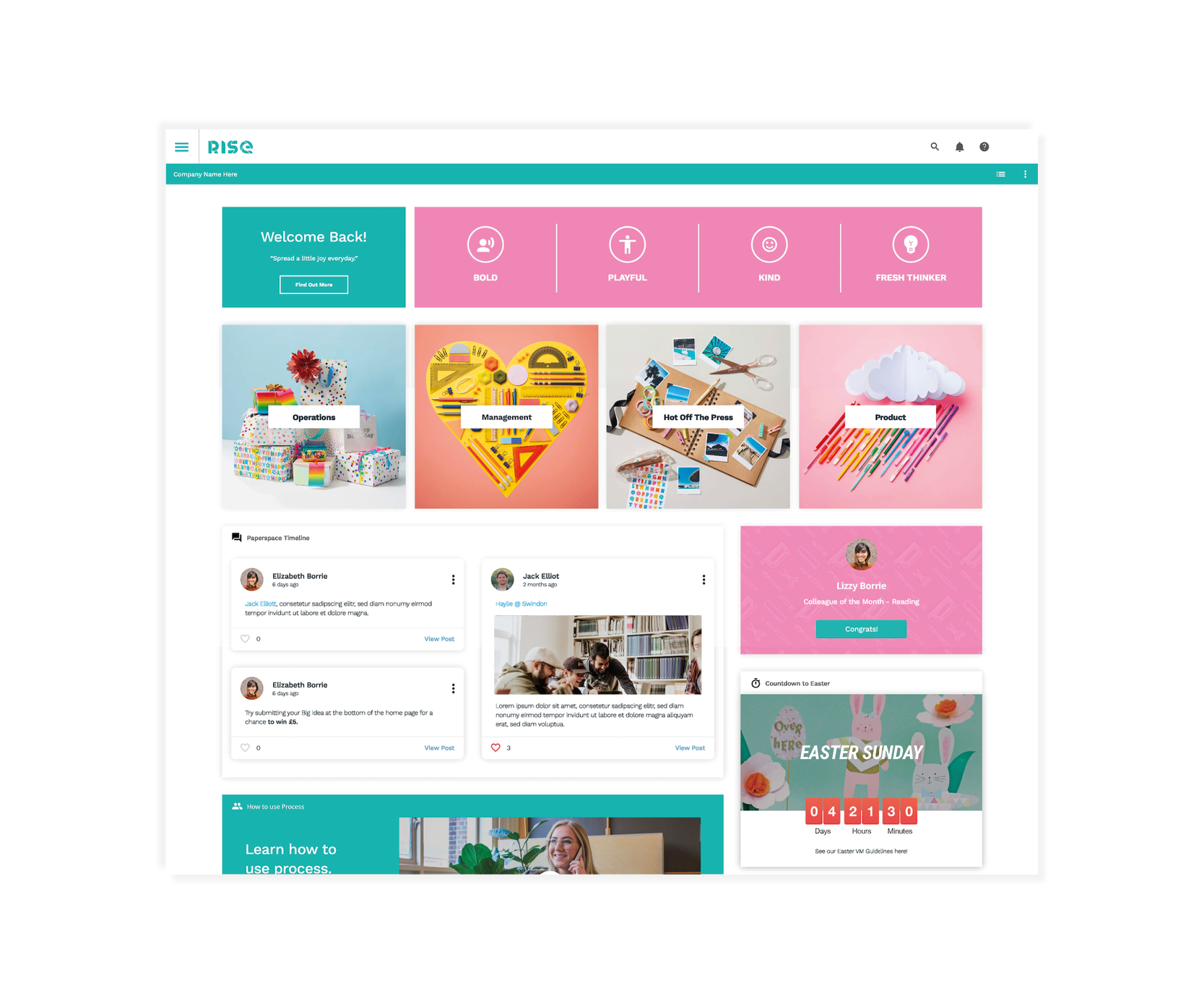 Retail homepage intranet