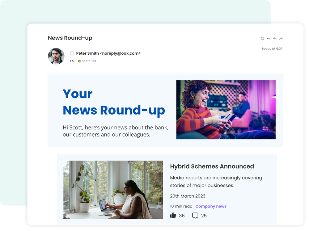 Image shows curated email newsletter