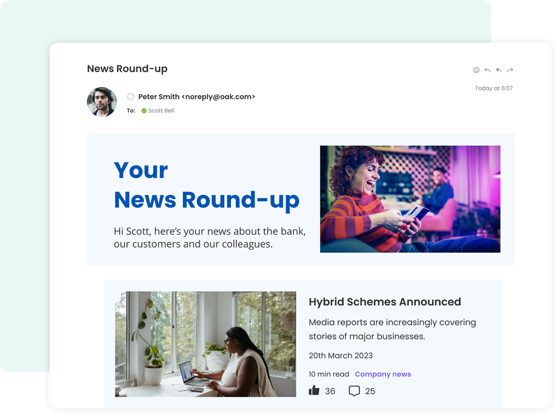 Image shows curated email newsletter