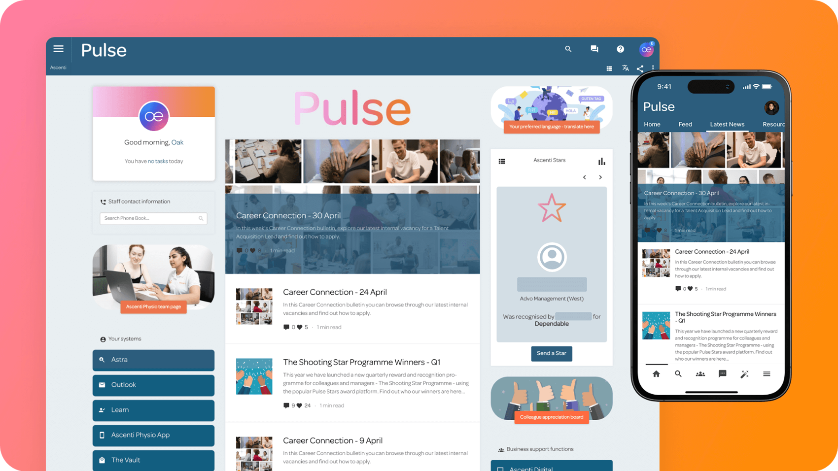 Ascenti intranet homepage