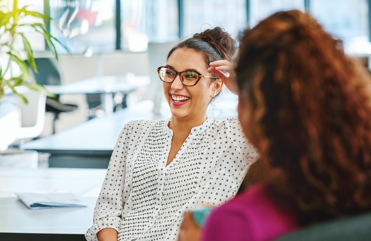 Woman discussing the importance of communication tools 