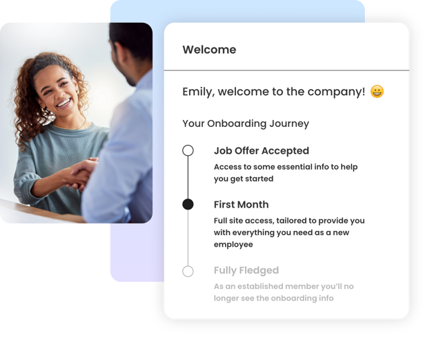 Image showing an onboarding journey, welcoming someone to the company