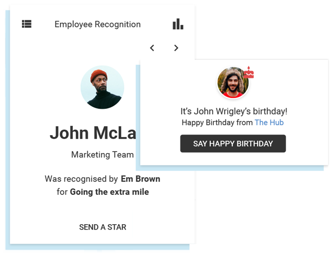 example of Oaks hub and employee recognition