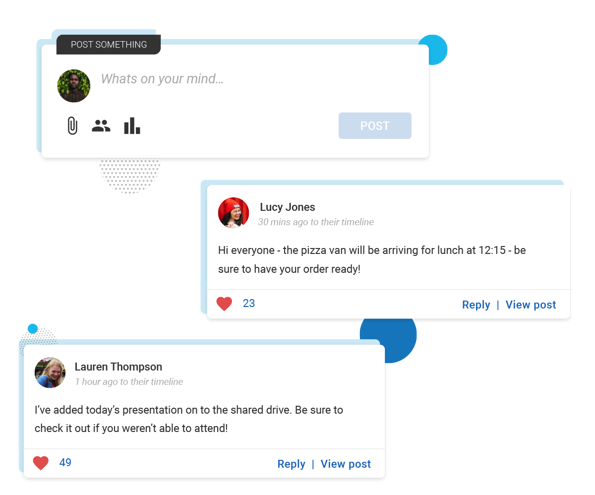 Image shows Oak Engage social feed