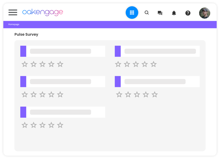An image showing a mock up of pulse survey on Oak Engage's intranet