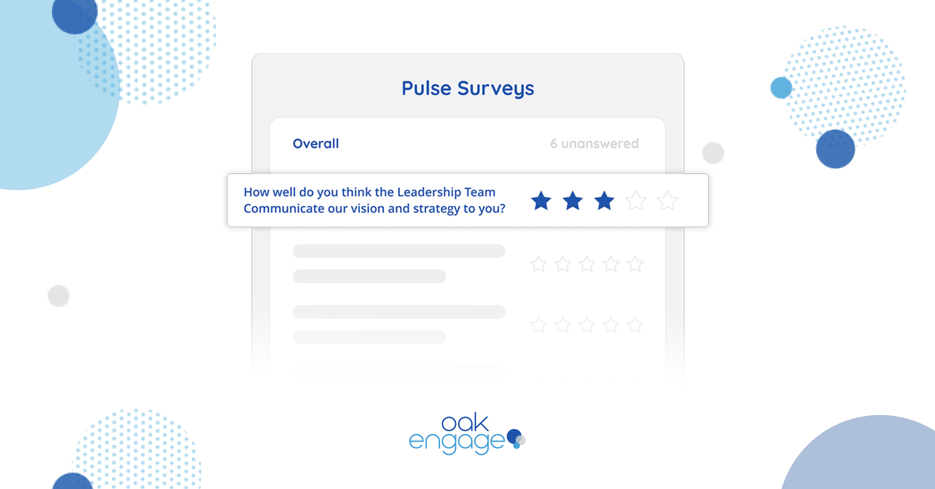 Oak Engage pulse survey screen showing question