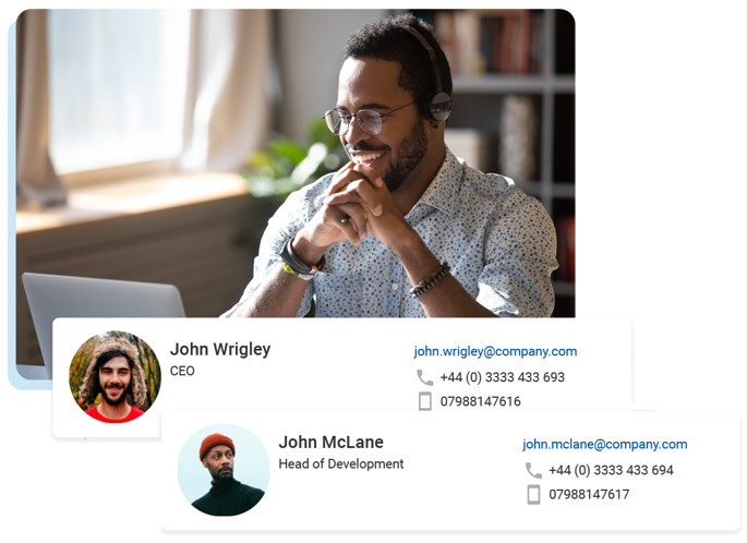 Two staff profiles shows contact details like email and phone number