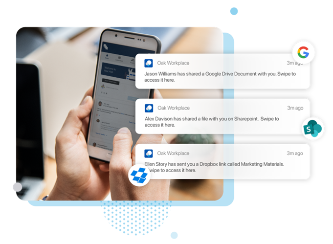 Image shows employee accessing documents through mobile